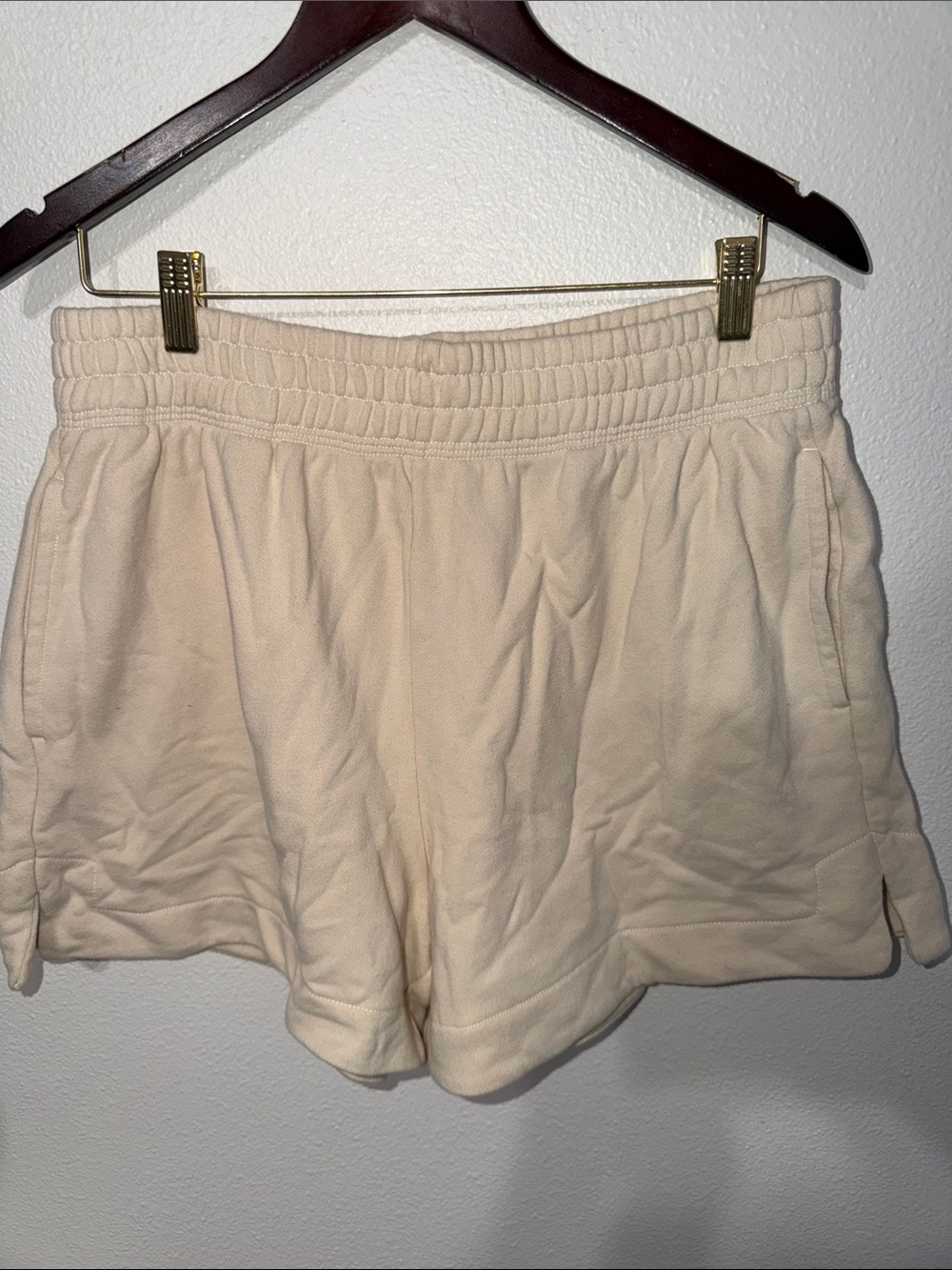 aerie Cream High-Rise Cozy Athletic Shorts